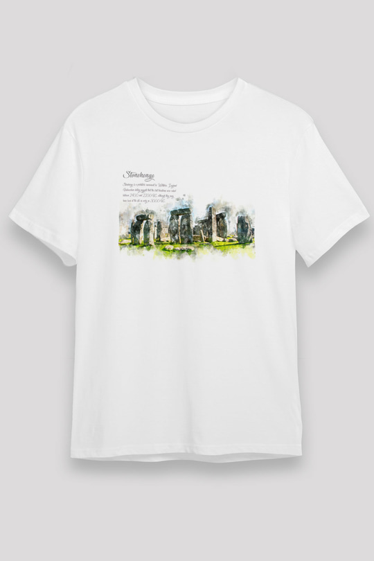 Stonehenge Beyaz Unisex Tişört T-Shirt - TişörtFabrikası