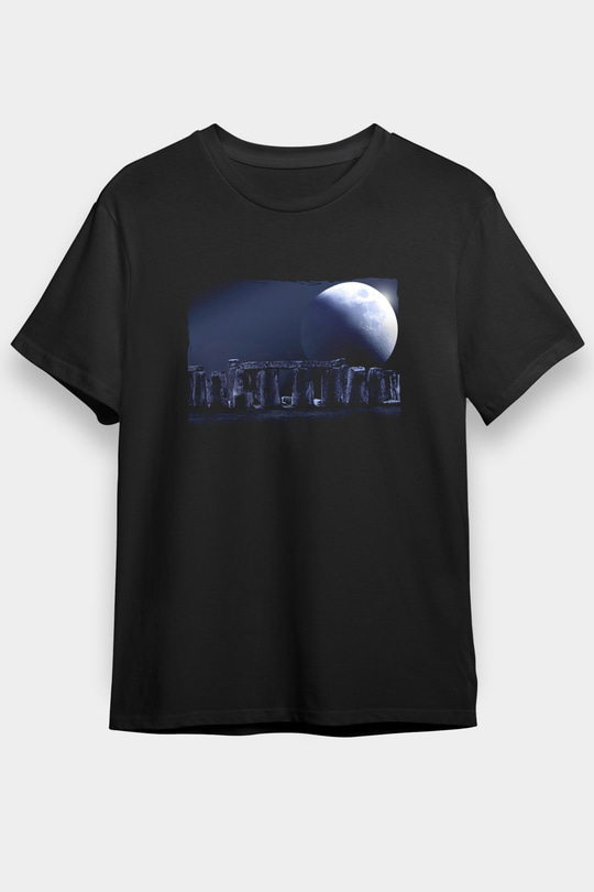 Stonehenge Siyah Unisex Tişört T-Shirt - TişörtFabrikası