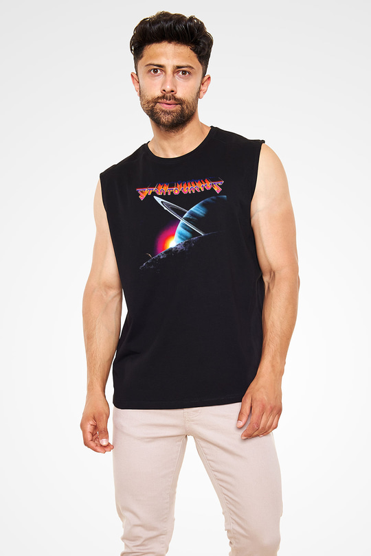 Stratovarius Baskılı Unisex Siyah Kolsuz Tişört - Tshirt