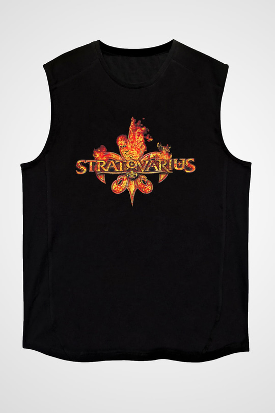 Stratovarius Baskılı Unisex Siyah Kolsuz Tişört - Tshirt