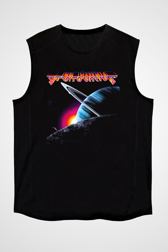 Stratovarius Baskılı Unisex Siyah Kolsuz Tişört - Tshirt
