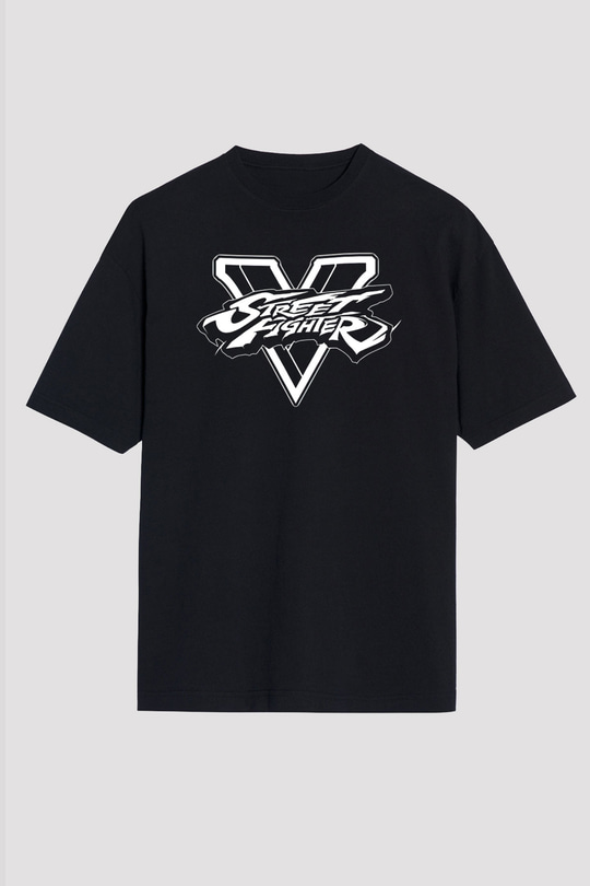 Street Fighter Siyah Unisex Oversize Tişört T-Shirt