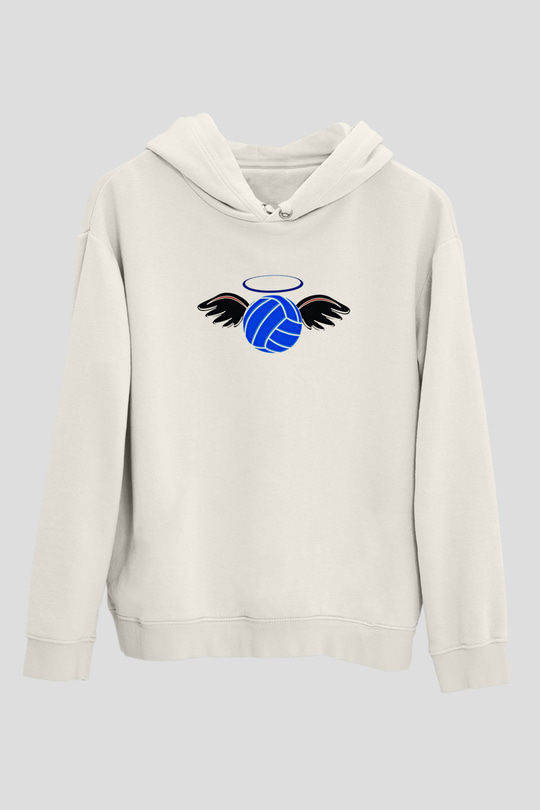 Su Topu Baskılı Unisex Ekru Hoodie
