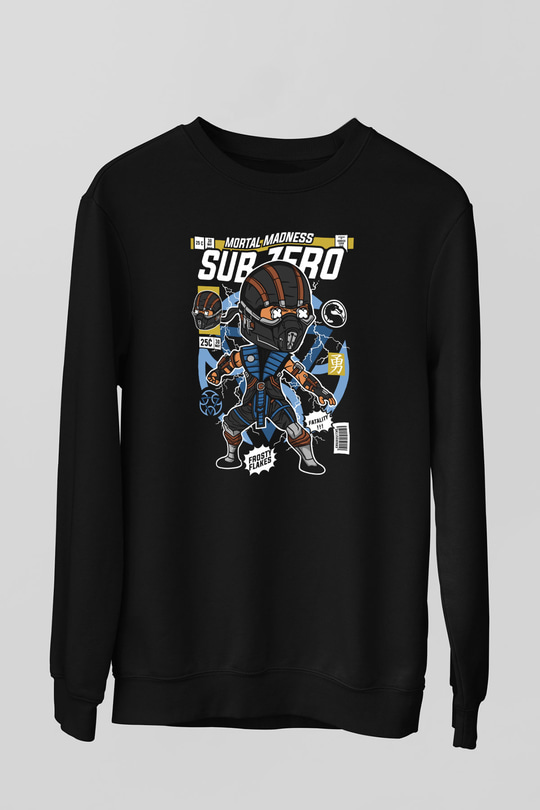 Subzero Baskılı Unisex Siyah Sweatshirt