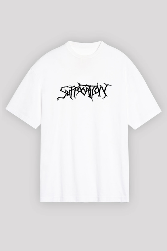 Suffocation Beyaz Unisex Oversize Tişört T-Shirt - Oversize Tişört Fabrikası