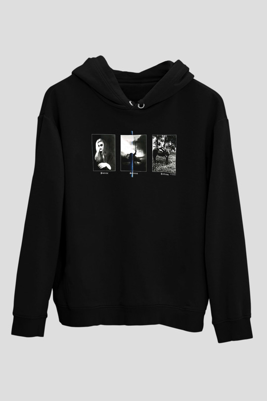 Summoning Baskılı Unisex Siyah Kapüşonlu Sweatshirt