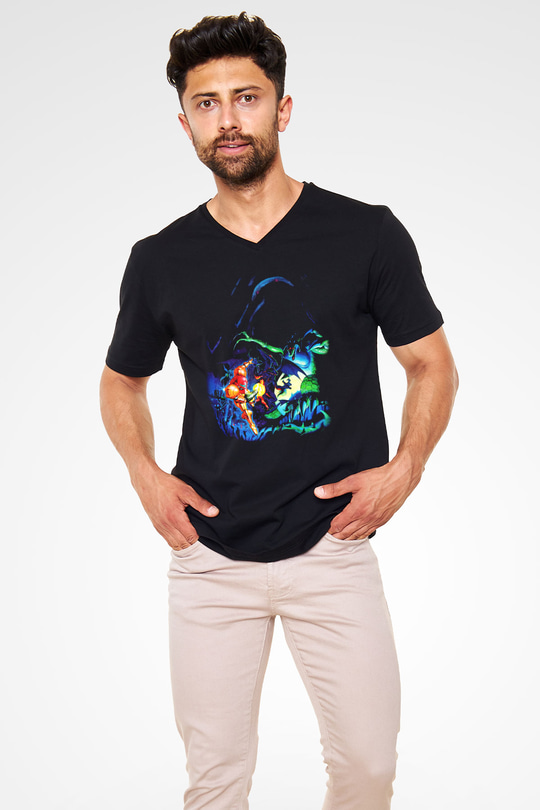 Super Metroid Cartridge Art Siyah Unisex V Yaka Tişört