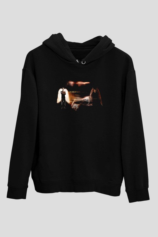 Supernatural Baskılı Unisex Siyah Hoodie