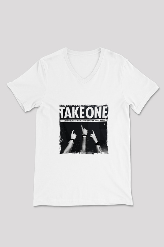 Swedish House Mafia Baskılı Beyaz V Yaka Unisex Tişört