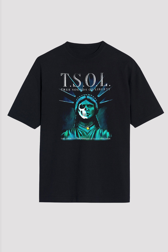 T.S.O.L. Siyah Unisex Oversize Tişört T-Shirt