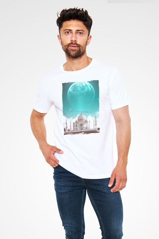 Tac Mahal Beyaz Unisex Tişört T-Shirt - TişörtFabrikası