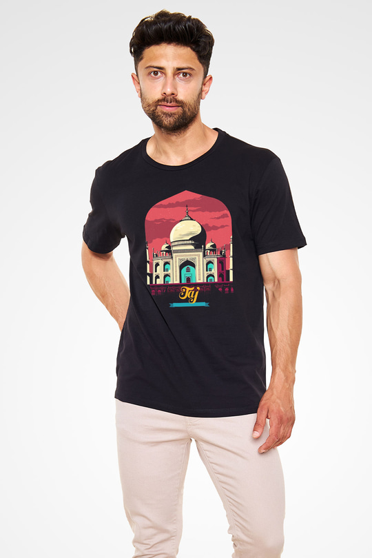 Tac Mahal Siyah Unisex Tişört T-Shirt - TişörtFabrikası
