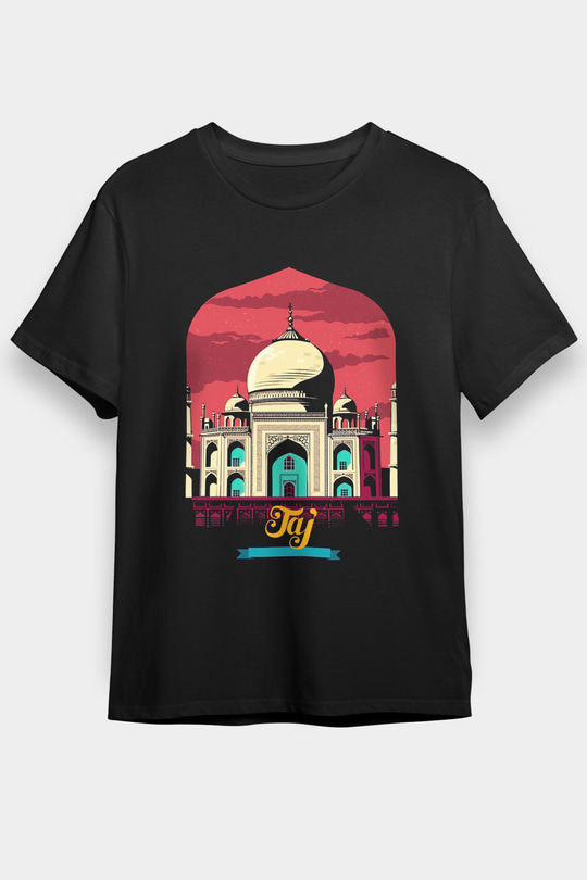 Tac Mahal Siyah Unisex Tişört T-Shirt - TişörtFabrikası
