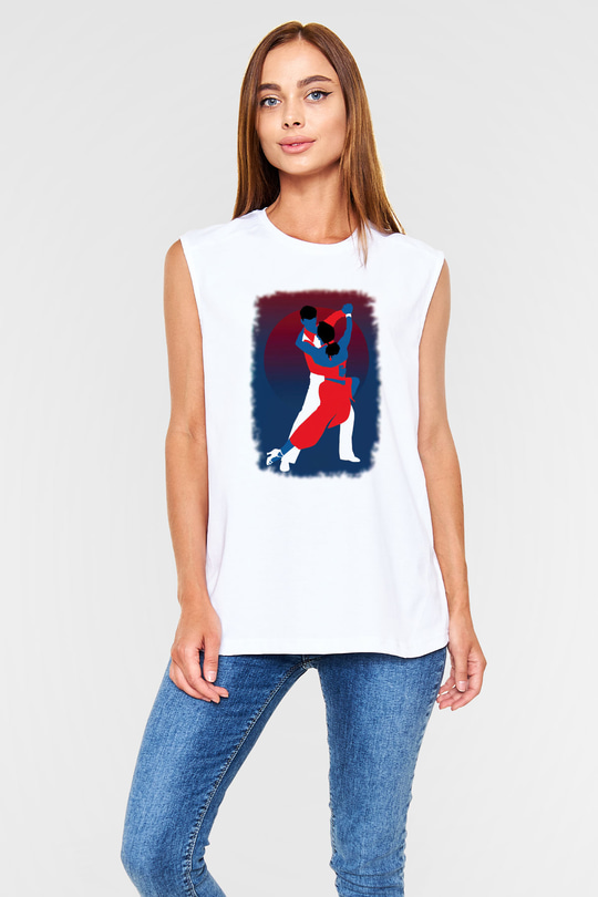 Tango Beyaz Unisex Kolsuz Tişört