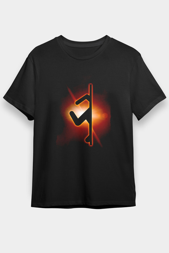 Portal Baskılı Unisex Siyah Tişört