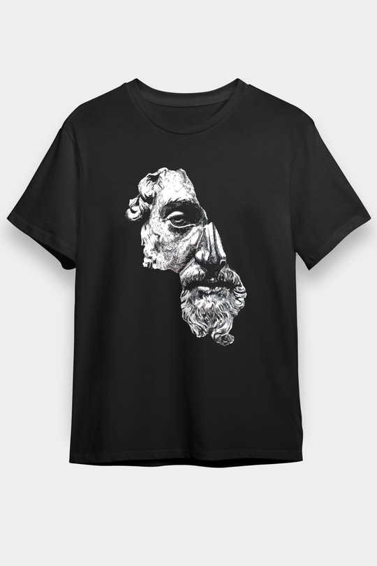Marcus Aurelius Baskılı Unisex Siyah Tişört