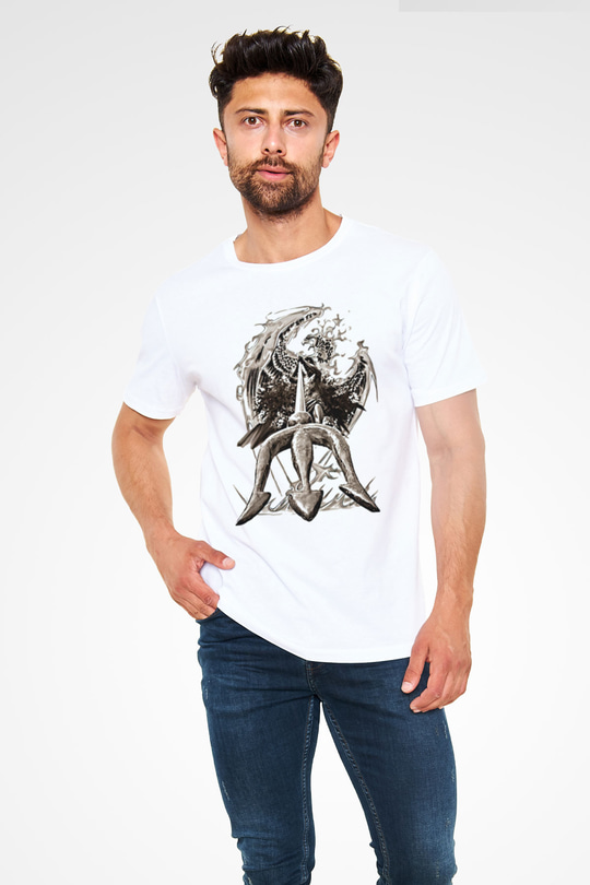 Poseidon Anka Kuşu Baskılı Unisex Beyaz Tişört