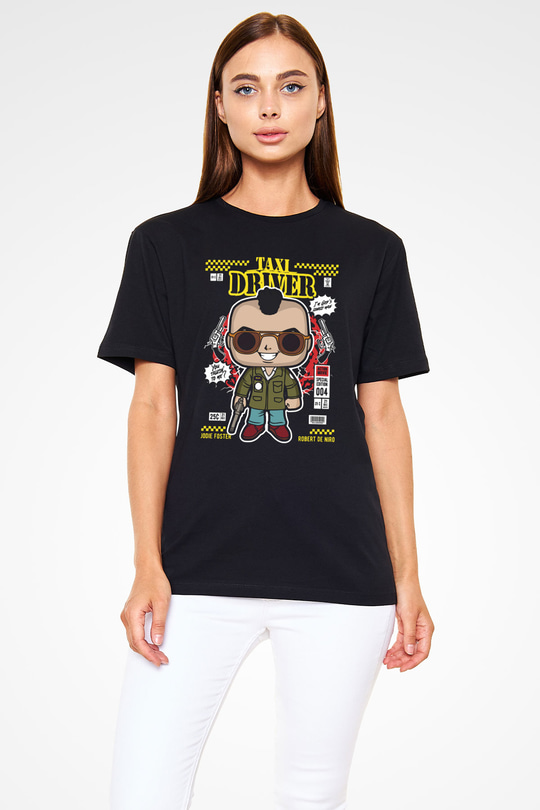 Taxi Driver Baskılı Unisex Siyah Tişört