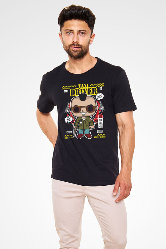 Taxi Driver Baskılı Unisex Siyah Tişört