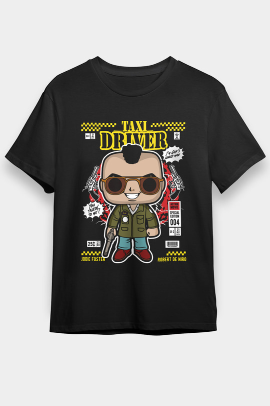 Taxi Driver Baskılı Unisex Siyah Tişört