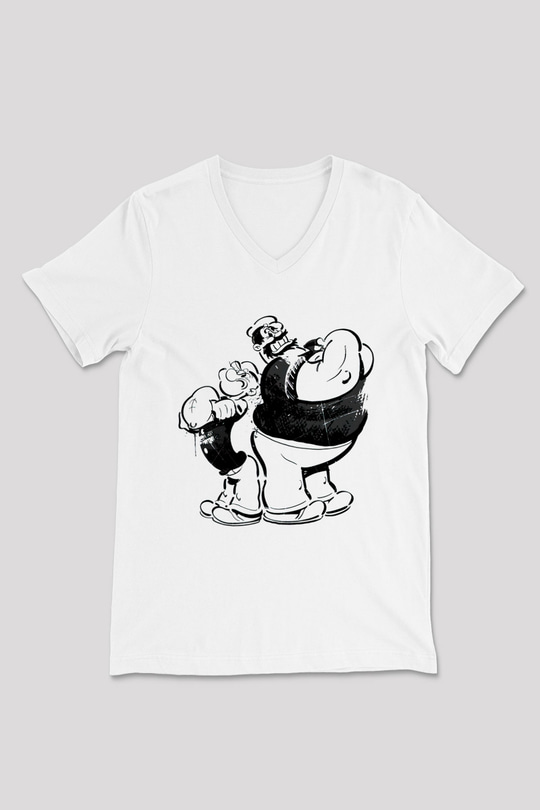 Temel Reis ve Kaba Sakal Baskılı Unisex Beyaz  V Yaka Tişört