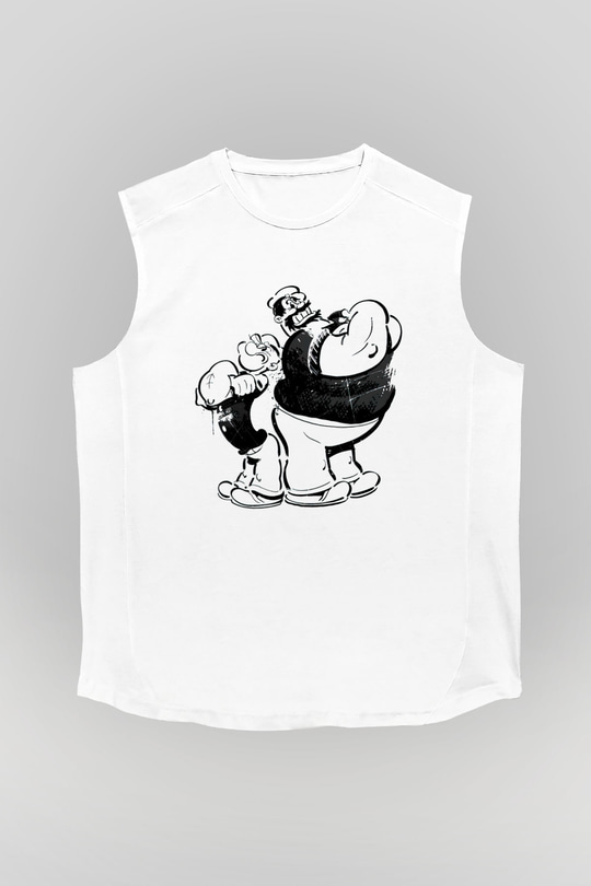 Temel Reis ve Kaba Sakal Baskılı Unisex Beyaz  Kolsuz Tişört