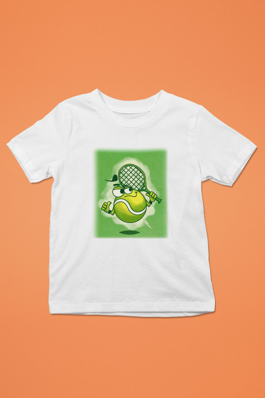 Tenis Baskılı Beyaz Unisex Çocuk Tişört