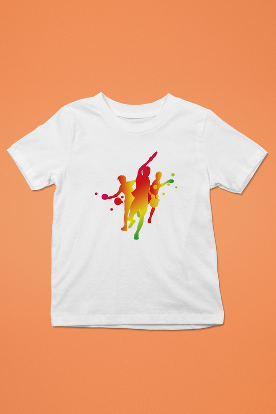 Tenis Baskılı Beyaz Unisex Çocuk Tişört