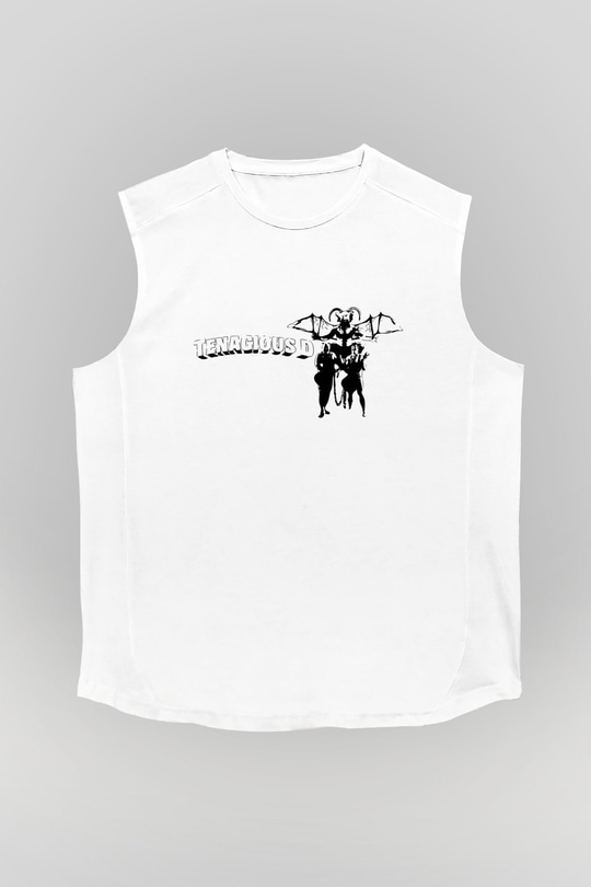 Teracious D Baskılı Beyaz Unisex Kolsuz Tişört - Tshirt