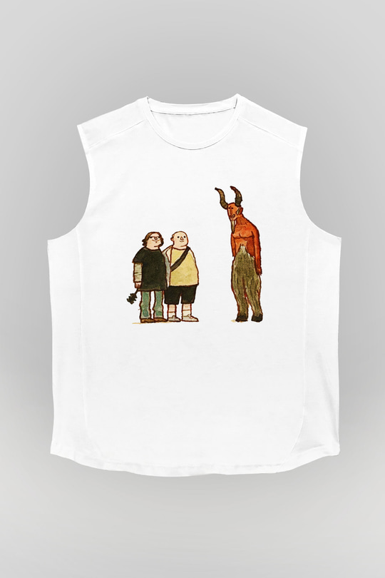 Teracious D Baskılı Beyaz Unisex Kolsuz Tişört - Tshirt