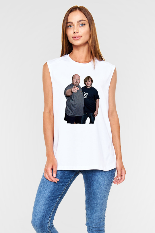 Teracious D Baskılı Beyaz Unisex Kolsuz Tişört - Tshirt