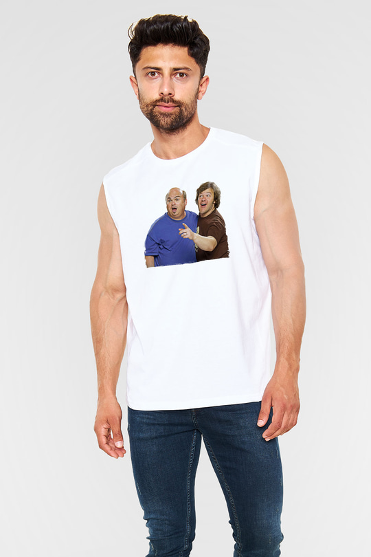 Teracious D Baskılı Beyaz Unisex Kolsuz Tişört - Tshirt