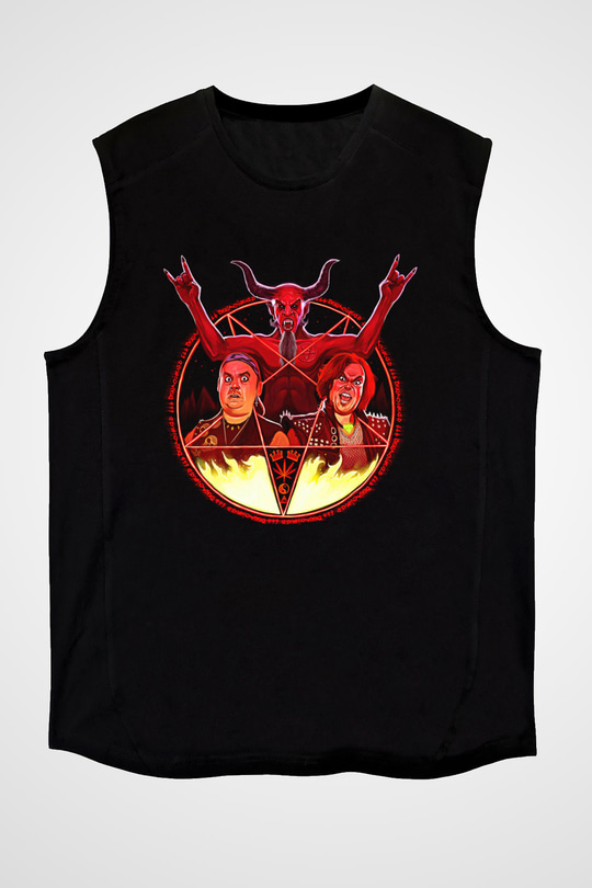 Teracious D Baskılı Unisex Siyah Kolsuz Tişört - Tshirt