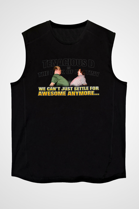 Teracious D Baskılı Unisex Siyah Kolsuz Tişört - Tshirt