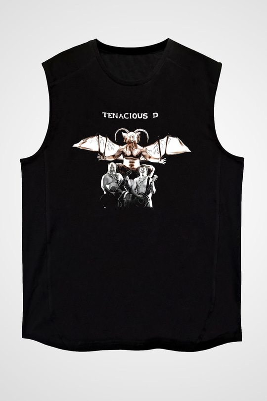 Teracious D Baskılı Unisex Siyah Kolsuz Tişört - Tshirt