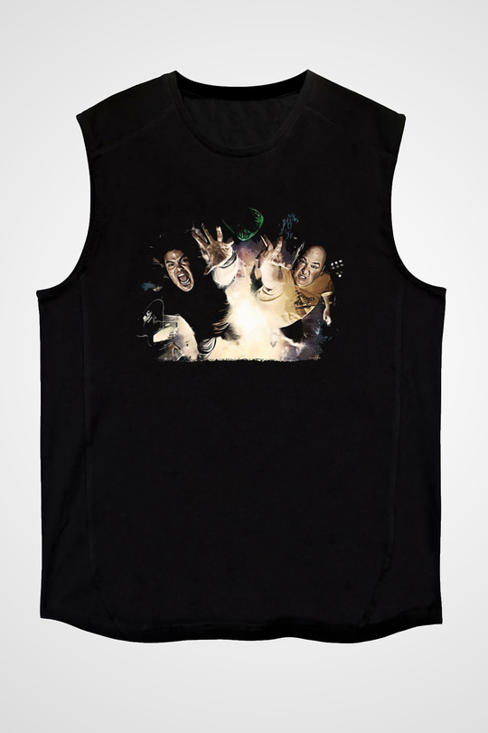 Teracious D Baskılı Unisex Siyah Kolsuz Tişört - Tshirt