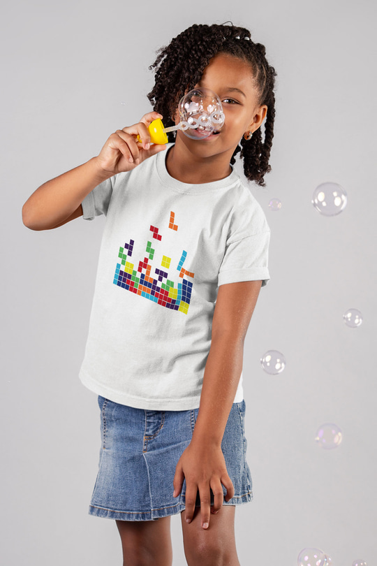 Tetris Beyaz Unisex Çocuk Tişört