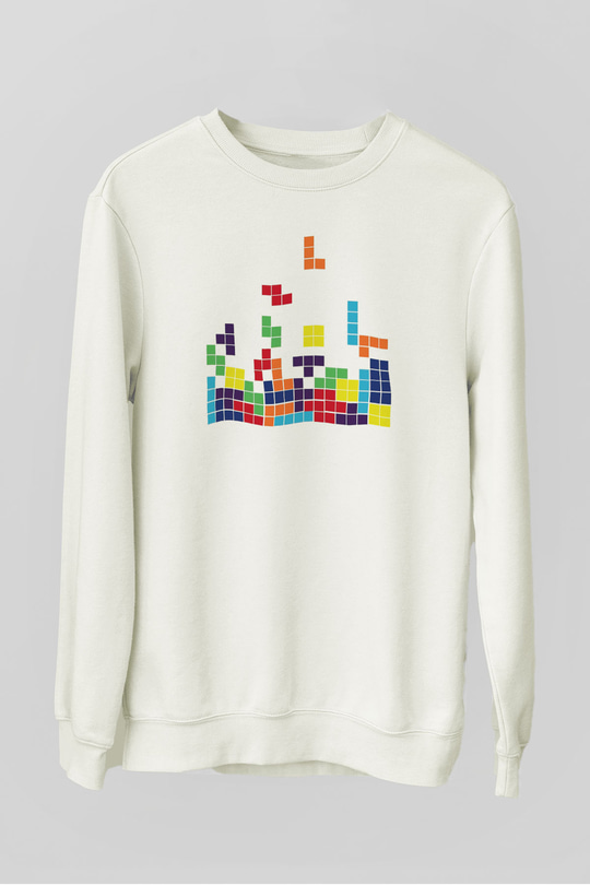Tetris Beyaz Unisex Sweatshirt