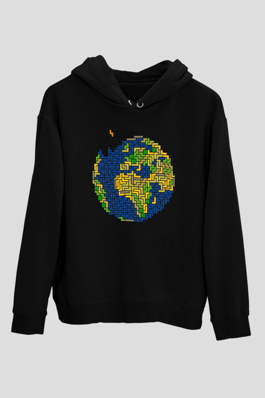 Tetris Siyah Unisex Hoodie