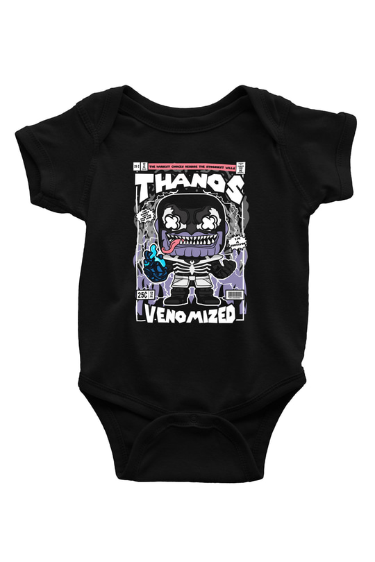 Thanos Venomized Baskılı Unisex Siyah Bebek Body - Zıbın