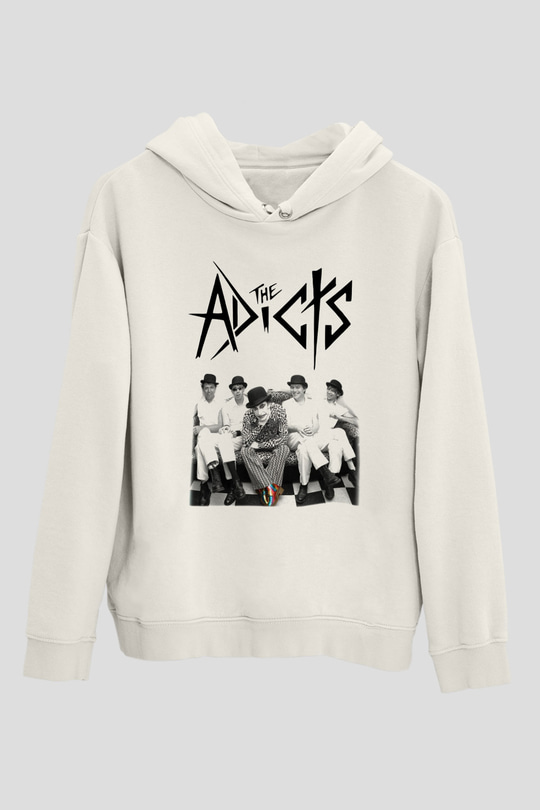 The Adicts Beyaz Unisex Kapşonlu Sweatshirt