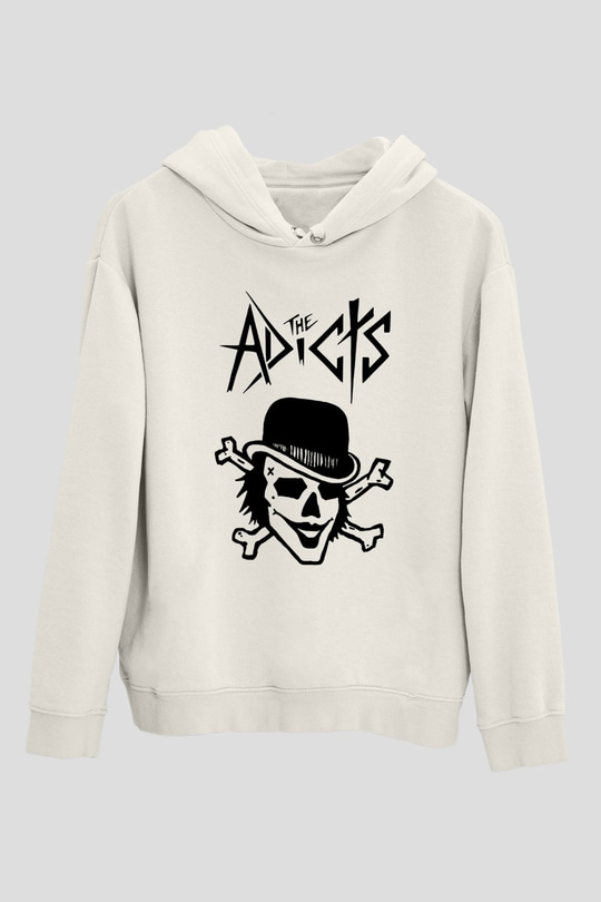 The Adicts Beyaz Unisex Kapşonlu Sweatshirt