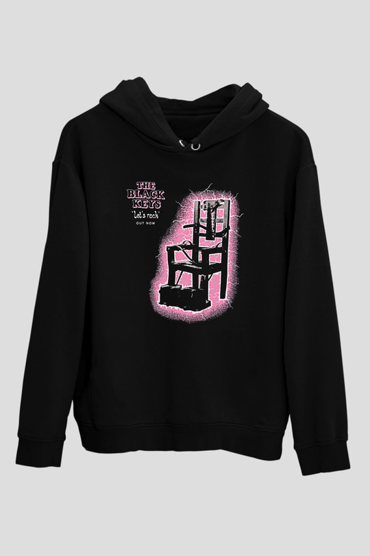 The Black Keys Baskılı Unisex Siyah Kapüşonlu Sweatshirt