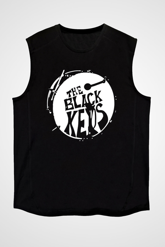 The Black Keys Baskılı Unisex Siyah Kolsuz Tişört - Tshirt