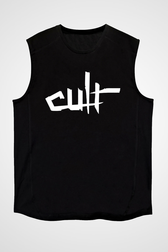 The Cult Baskılı Unisex Siyah Kolsuz Tişört - Tshirt