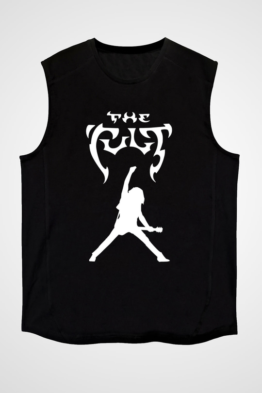 The Cult Baskılı Unisex Siyah Kolsuz Tişört - Tshirt
