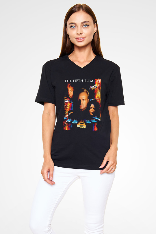 The Fifth Element Siyah Unisex  V Yaka Tişört