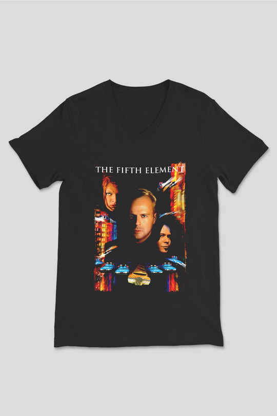 The Fifth Element Siyah Unisex  V Yaka Tişört