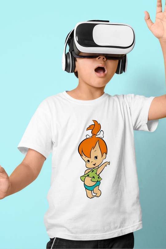 The Flintstones Taş Devri Baskılı Beyaz Unisex Çocuk Tişört