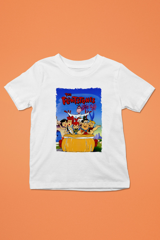 The Flintstones Taş Devri Beyaz Unisex  Çocuk Tişört